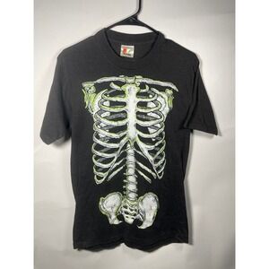 Vintage 80s Signal Skeleton Rib Cage Graphic T Shirt‎ Black Halloween Costume L